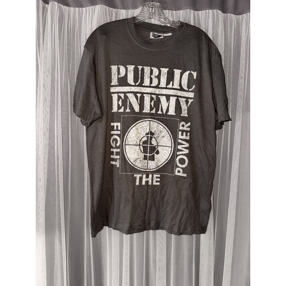 Public Enemy "Fight The Power" Graphic Tee Gray Size M 100% Cotton Official - Picture 1 of 4